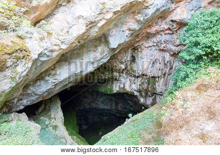 Entrance To The Cave Of Zeus On The Crete Island In Greece.