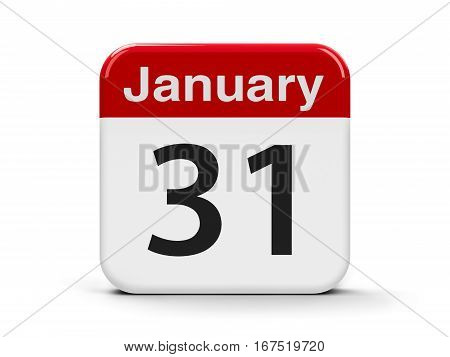 Calendar web button - The Thirty First of January three-dimensional rendering 3D illustration