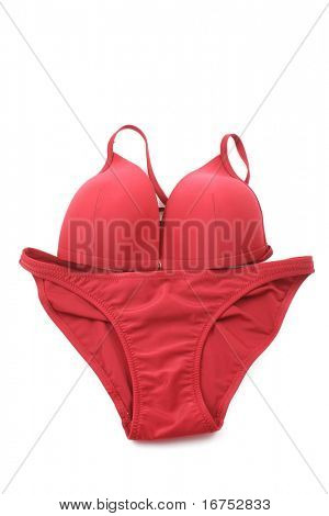 czerwone bikini na białym tle