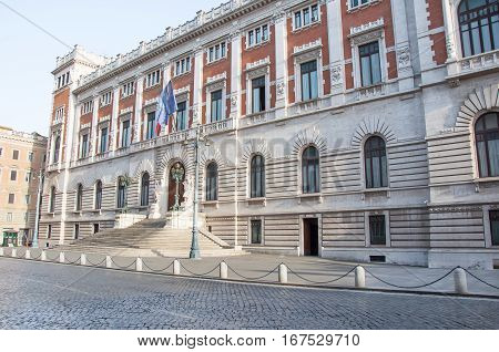 Rome-august 8: The Palazzo Montecitorio Facade On August 8, 2013 On Piazza Del Parlamento In Rome It