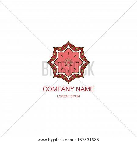 Business logo. Floral Oriental logo. Company logo in the oriental-style. Multangular round logo