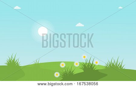 Spring with flower landscape collection stock vector illustration
