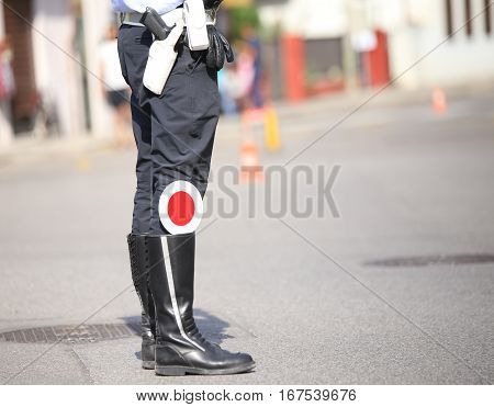 Traffic Warden Controls Traffic Blacks Wearing The Uniform With