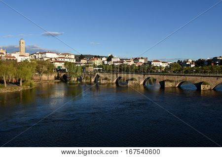 City and Romanesque bridge Mirandela Tras-os-Montes e Alto Douro Portugal