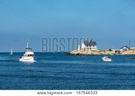 Port in Marstrand and boats sailing in