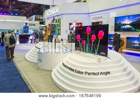 LAS VEGAS - JAN 08 : The Konka booth at the CES show held in Las Vegas on January 08 2017 CES is the world's leading consumer-electronics show.