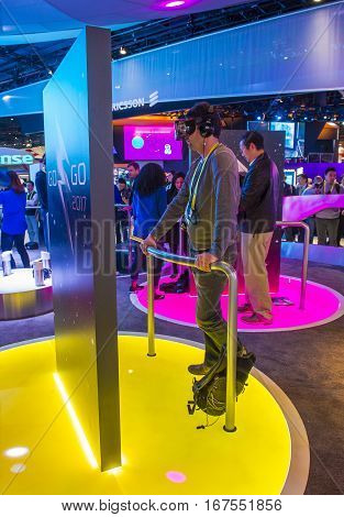 LAS VEGAS - JAN 08 : The Qualcomm booth at the CES show held in Las Vegas on January 08 2017 CES is the world's leading consumer-electronics show.