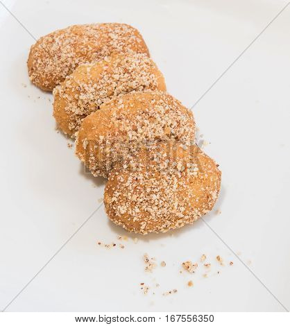 Christmas traditional greek honey cakes with nuts called melomakarouna.