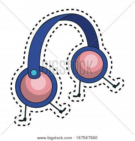 headset audio device kawaii character vector illustration design