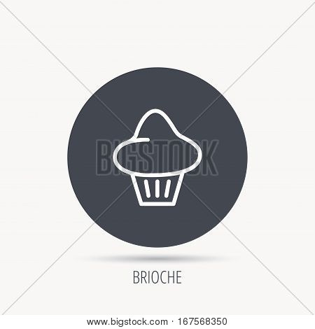 Brioche icon. Bread bun sign. Bakery symbol. Round web button with flat icon. Vector