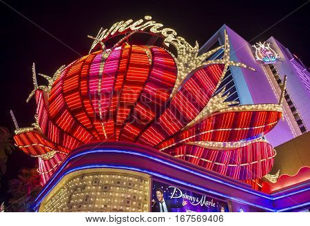 LAS VEGAS - NOV 24 : The Flamingo hotel and casino on November 24 2016 in Las Vegas. The hotel opened by Bugsy Segal on 1946 and it's the oldest resort on the Strip still in operation
