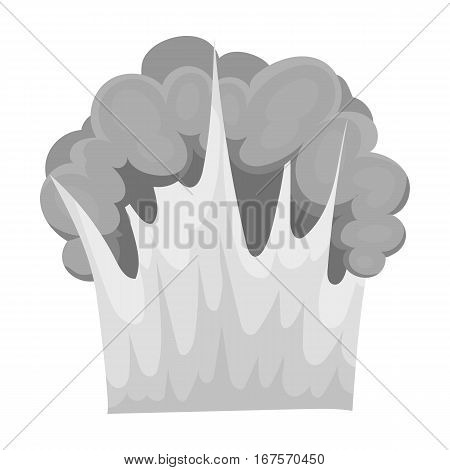 Nuclear explosion icon in monochrome design isolated on white background. Explosions symbol stock vector illustration.