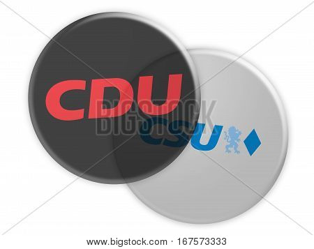 BERLIN GERMANY - JANUARY 27 2017: German Politics Concept: CDU Button With CSU Button 3d illustration on white background