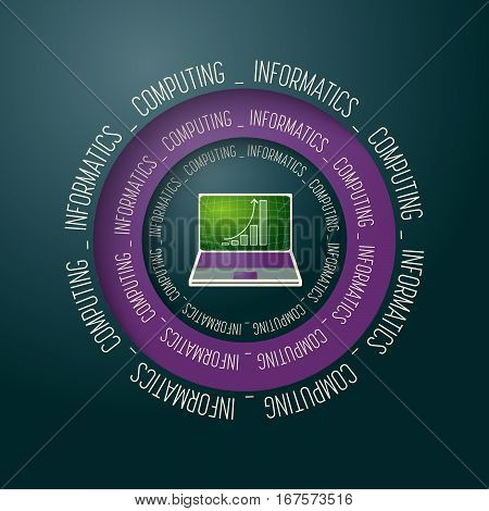 Colored vector abstract object and the words informatics computing