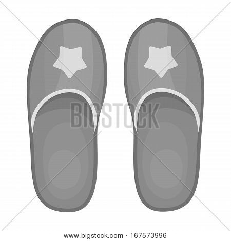 Slippers icon in monochrome design isolated on white background. Sleep and rest symbol stock vector illustration.