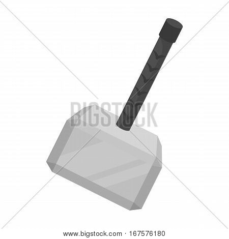 Viking battle hammer icon in monochrome design isolated on white background. Vikings symbol stock vector illustration.
