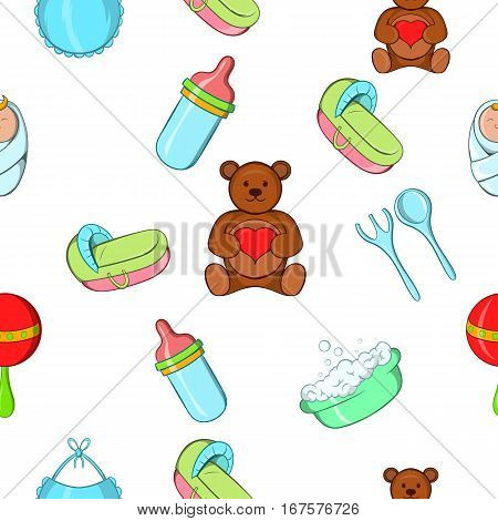 Things for baby pattern. Cartoon illustration of things for baby vector pattern for web