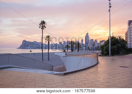 Benidorm Alicante playa de Poniente beach sunset