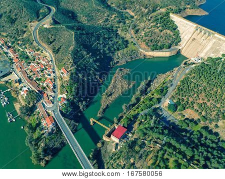 photo of Aerial View of Pomarao Dam Portugal