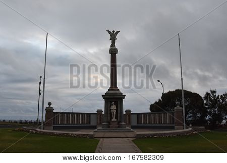 Warrnambool Australia - Dec 31 2016. The Soldiers Memorial was built to commemorate World War One but has been supplemented with plaques commemorating subsequent conflicts.
