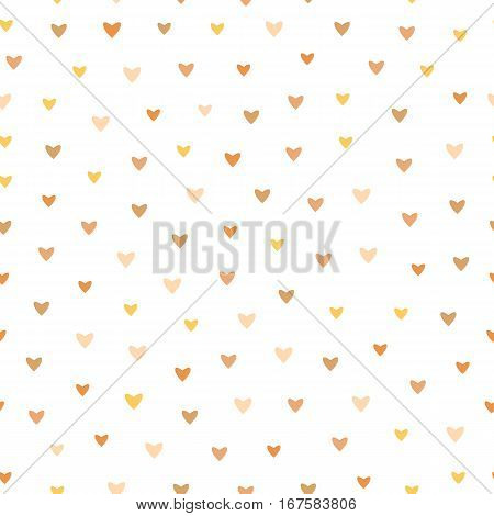 Pale Color Heart Vector Pattern On White Background - Cute pattern with small hearts in soft pale shades of brown, yellow, pink, seamless vector background.