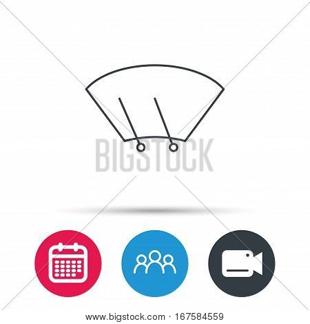 Windscreen wipers icon. Windshield sign. Group of people, video cam and calendar icons. Vector