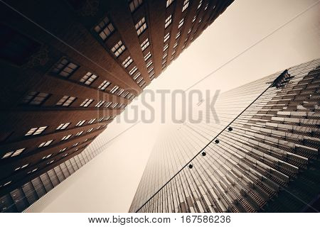 NEW YORK CITY - NOV 12: Downtown skyscrapers in a foggy day on November 12, 2014 in Manhattan, New York City. With population of 8.4M, it is the most populous city in the United States.