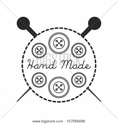 seal stamp of hand made concept with button and neddle icon over white background. vector illustration