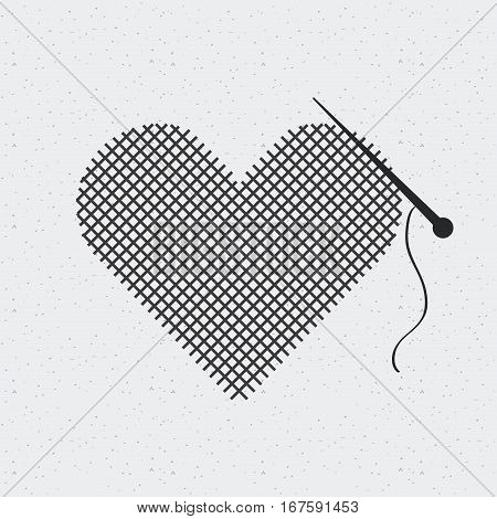 neddle and heart shape icon over white background. vector illustration