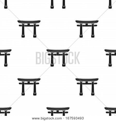 Torii icon in black style isolated on white background. Religion pattern vector illustration. - stock vector