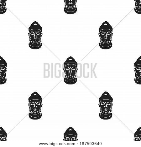 Buddha icon in black style isolated on white background. Religion pattern vector illustration. - stock vector