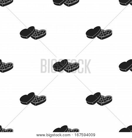 Valentine s chocolate icon in black style isolated on white background. Romantic pattern vector illustration. - stock vector