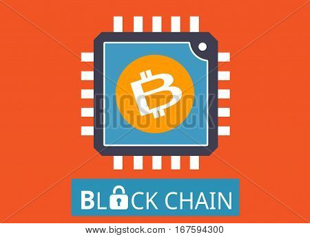 Block chain chipt a cryptographically secured chain Bitcoin concept