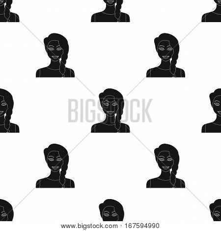 Black hair woman icon in black style isolated on white background. Woman pattern vector illustration. - stock vector
