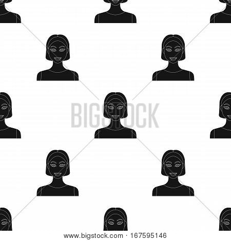 Black hair woman icon in black style isolated on white background. Woman pattern vector illustration. - stock vector