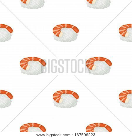 Ebi Nigiri icon in cartoon style isolated on white background. Sushi pattern vector illustration. - stock vector