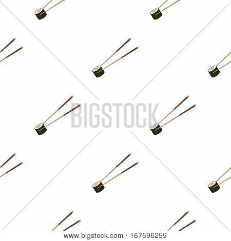 Chopsticks icon in cartoon style isolated on white background. Sushi pattern vector illustration. - stock vector