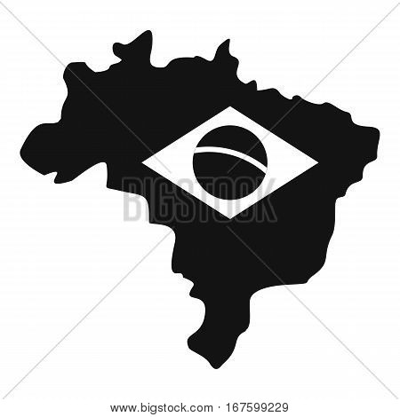 Brazil map with flag icon. Simple illustration of Brazil map with flag vector icon for web