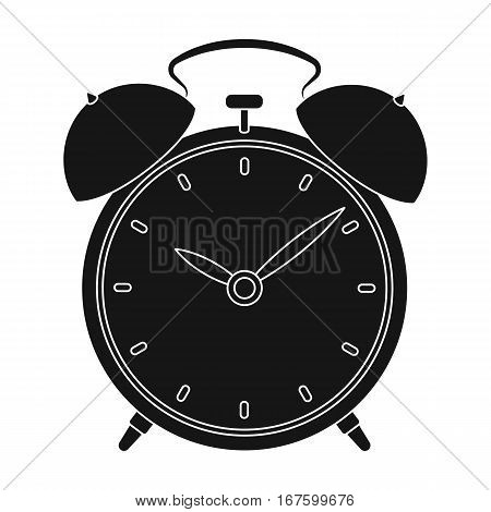 Bedside clock icon in black design isolated on white background. Sleep and rest symbol stock vector illustration. - stock vector