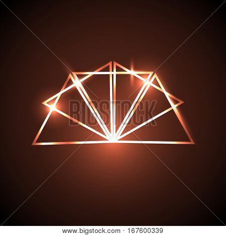 Abstract background with orange neon triangles, stock vector