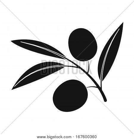 Branch of olives icon in black design isolated on white background. Spain country symbol stock vector illustration. - stock vector