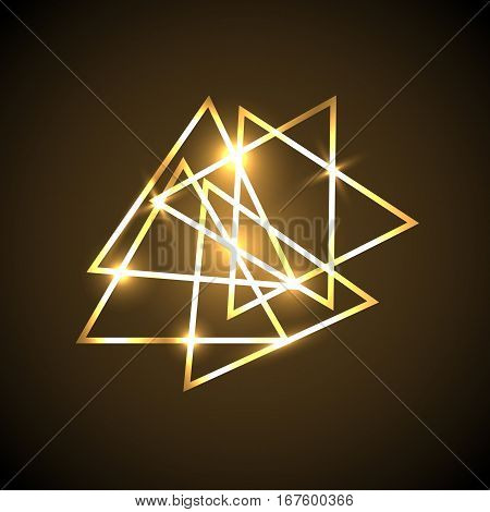 Abstract background with gold neon triangles, stock vector