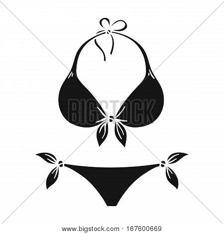 Bikini icon in black design isolated on white background. Surfing symbol stock vector illustration. - stock vector