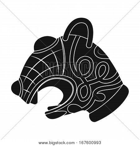Animal head of viking s ship icon in black design isolated on white background. Vikings symbol stock vector illustration. - stock vector