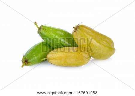bilimbi fruit or Talingpling (Thai text) on white background