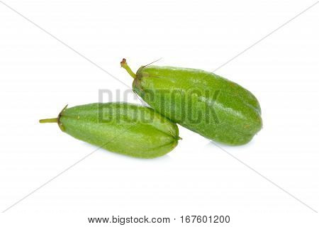 fresh bilimbi fruit or Talingpling (Thai text) on white background