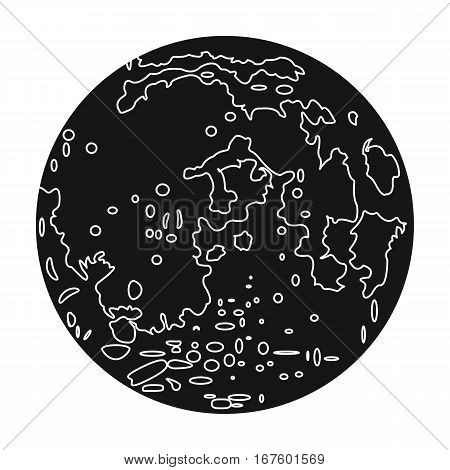 Moon icon in black design isolated on white background. Planets symbol stock vector illustration. - stock vector