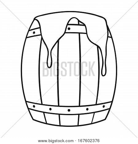 Barrel of honey icon in outline style isolated on white background. Apairy symbol vector illustration - stock vector