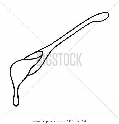 Spoon of honey icon in outline style isolated on white background. Apairy symbol vector illustration - stock vector