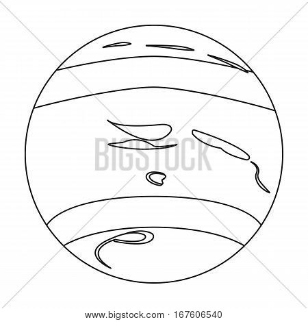 Neptune icon in outline design isolated on white background. Planets symbol stock vector illustration. - stock vector